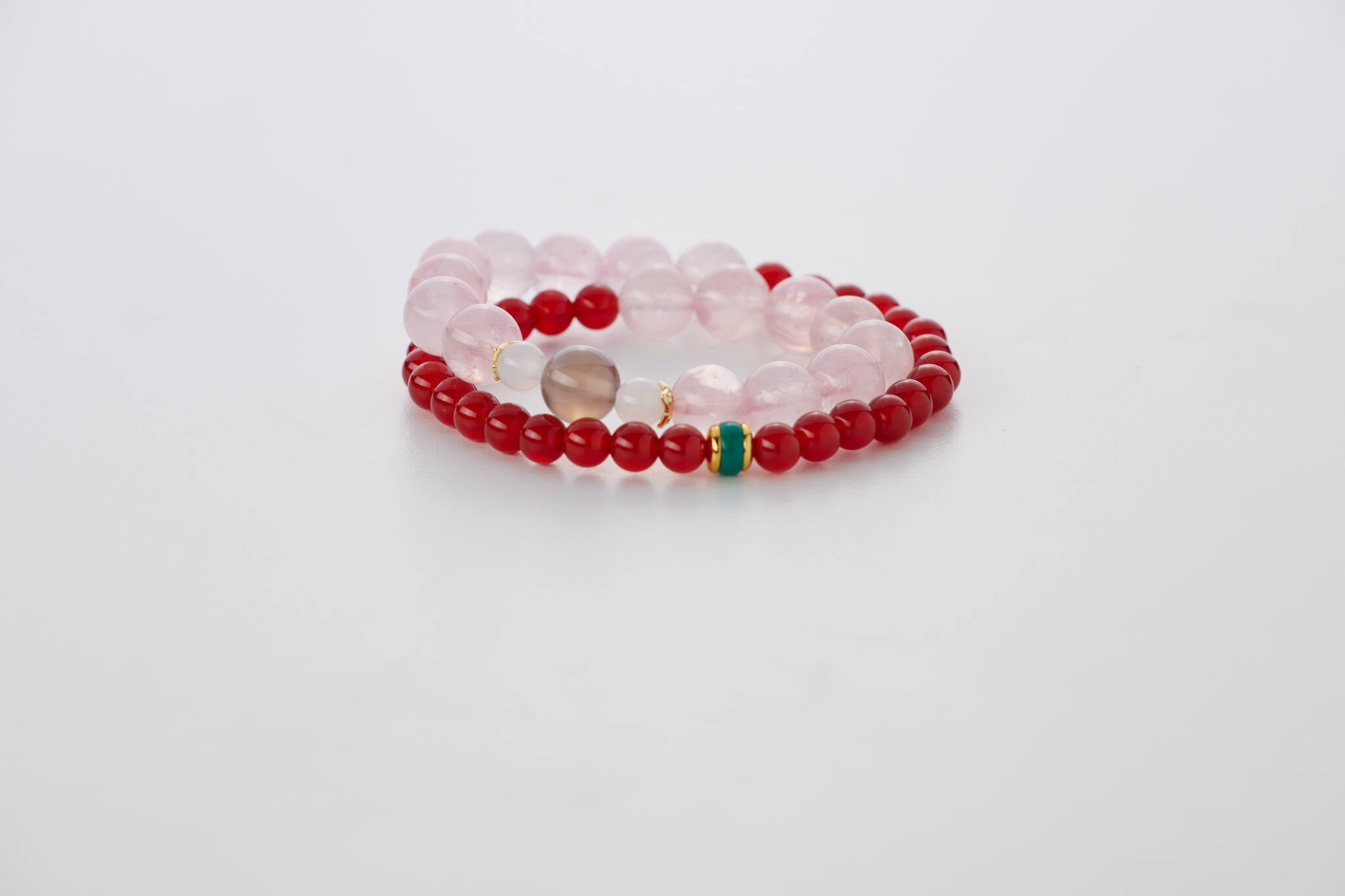 雙圈愛之光環|粉水晶 × 紅琉璃 10mm-6mm|手鏈/手串/短項鍊